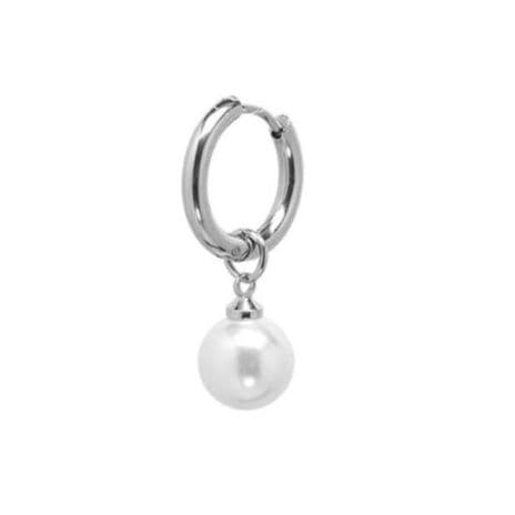 メンズピアス 真珠ドロップフープピアス