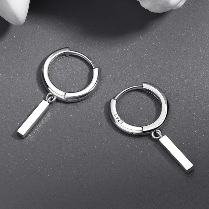 メンズピアス 縦長バーフープピアス