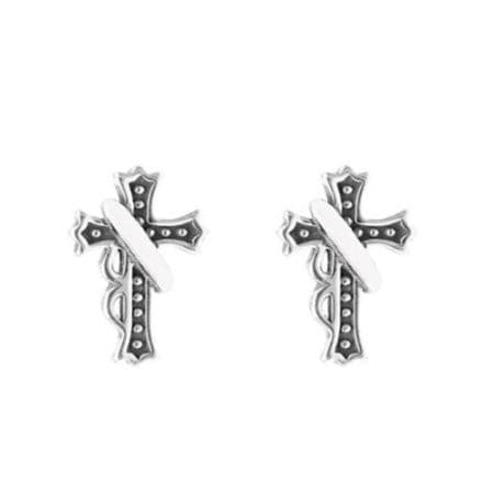 メンズピアス メンズ シルバー 十字架 ピアス クロスデザイン