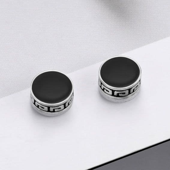 メンズピアス 幾何学模様円形マグネット式イヤリング
