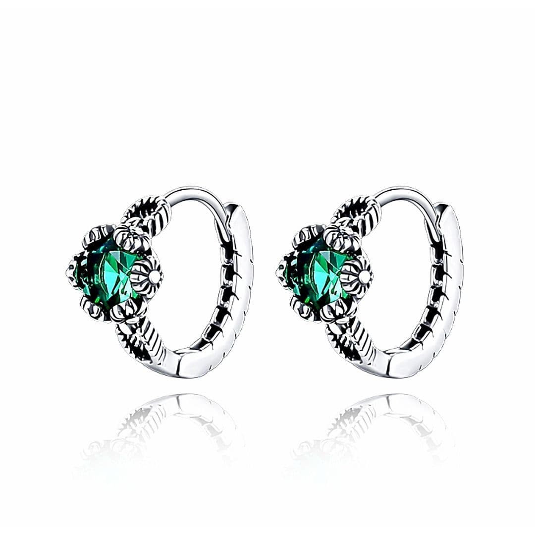 メンズピアス 男性用緑宝石爪留めフープピアス