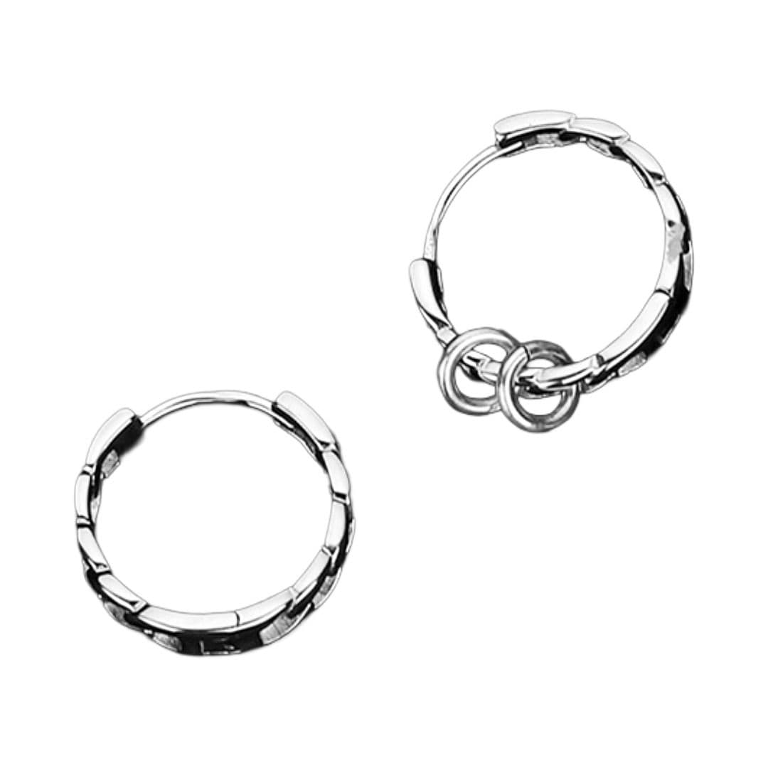 メンズピアス 重厚鎖デザイン クリップピアス