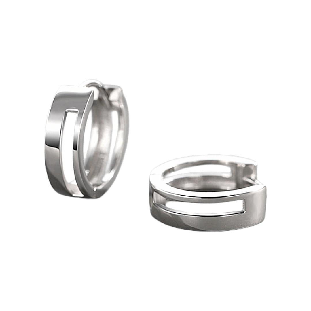 メンズピアス 二重リング構造フープピアス 片耳用