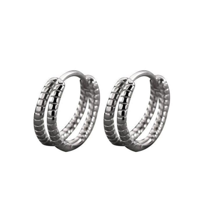 メンズピアス ツイスト模様二重巻きフープリングピアス