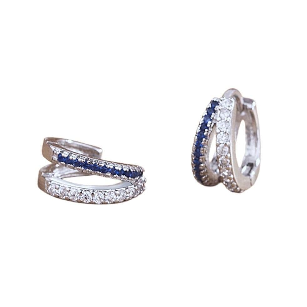 メンズピアス 煌めき二重ライン宝石リングピアス