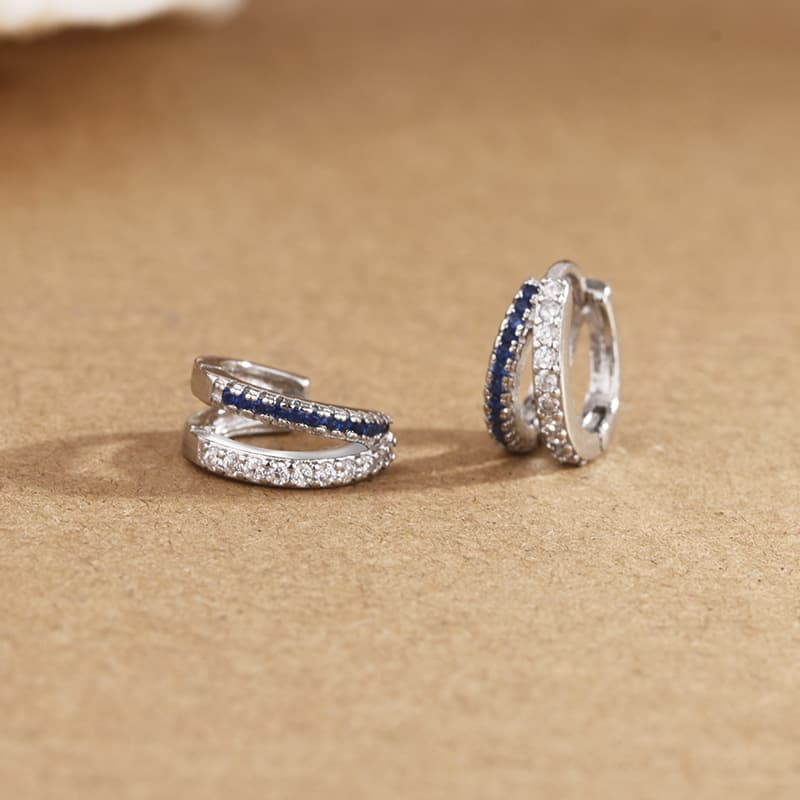 メンズピアス 煌めき二重ライン宝石リングピアス