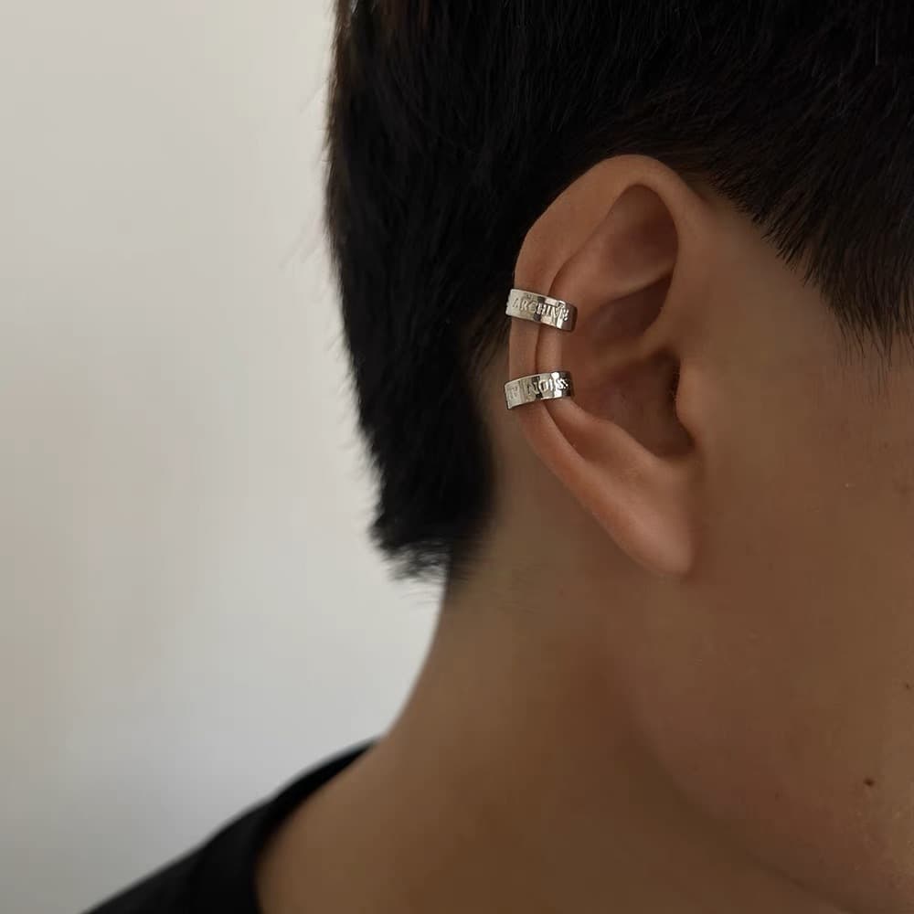 メンズピアス シンプル二連イヤーカフ