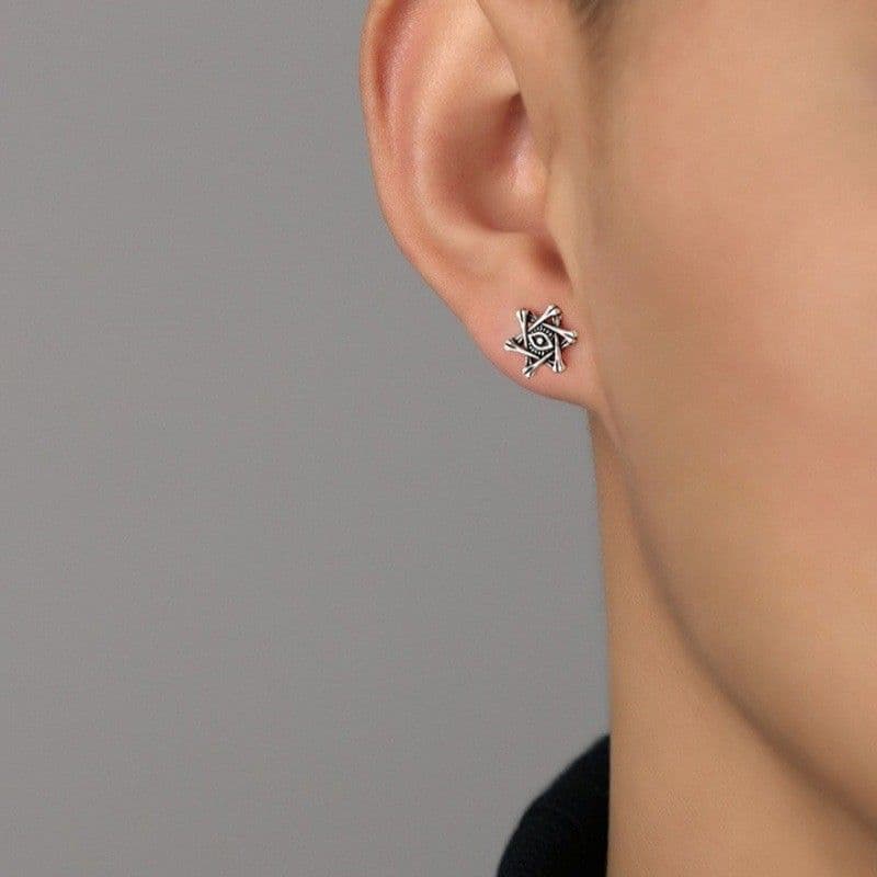 メンズピアス 六芒星シンボルスタッドピアス