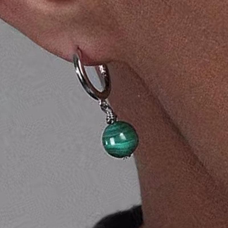 メンズピアス 天然石玉ゆれる サークルフープピアス