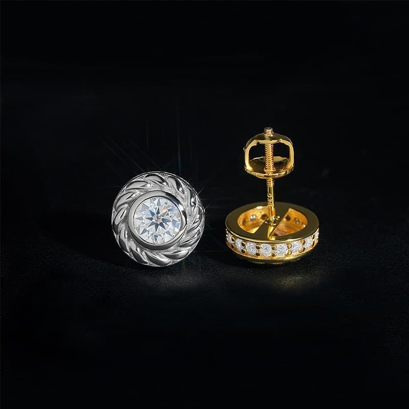 メンズピアス 職人匠技 ねじり模様 一粒石ピアス