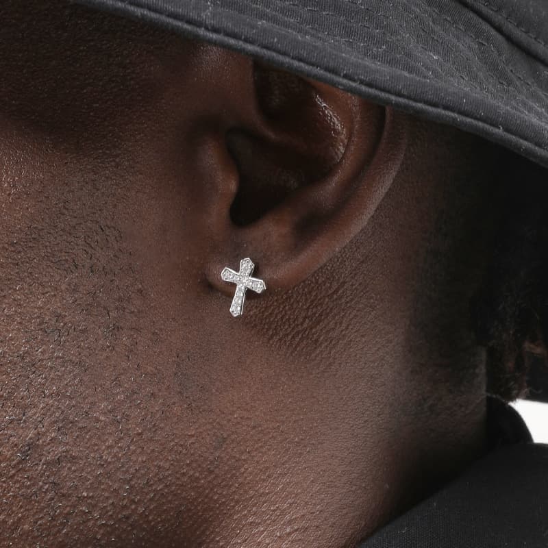 メンズピアス クロス十字架 キュービック ジュエリー ピアス
