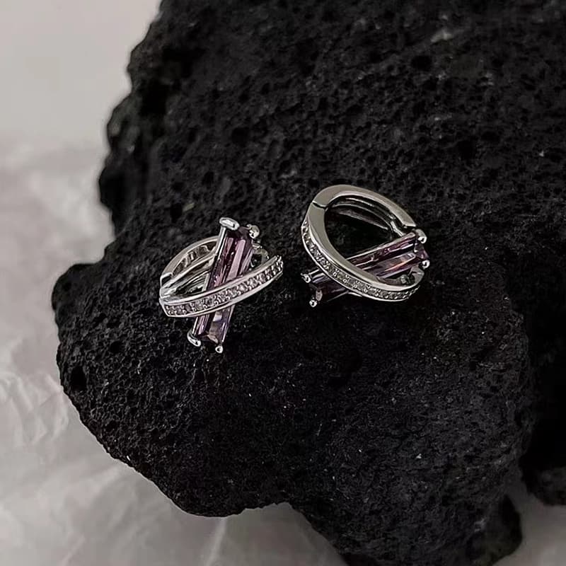 メンズピアス メンズピアス クロスデザイン結晶ピアス