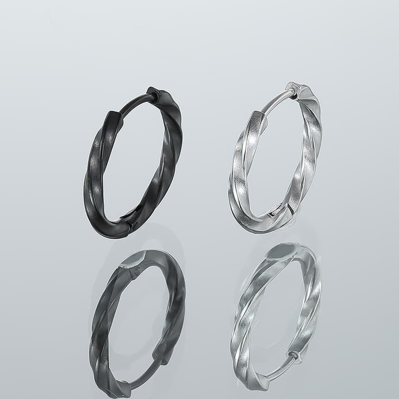 メンズピアス 捻りデザイン シンプルフープピアス