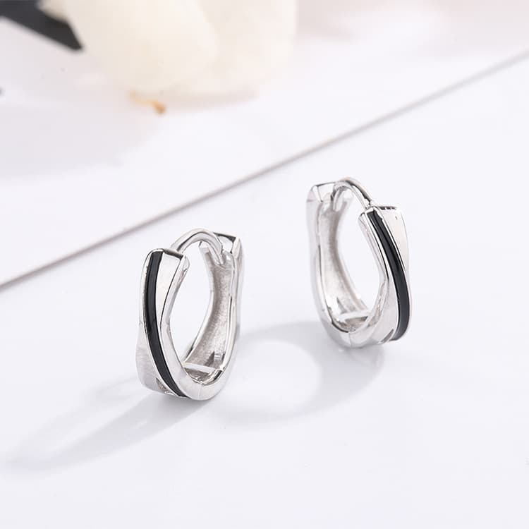 メンズピアス 二重線デザイン中折れ式フープピアス