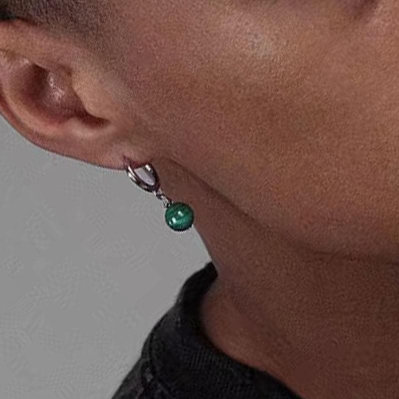 メンズピアス 天然石玉ゆれる サークルフープピアス