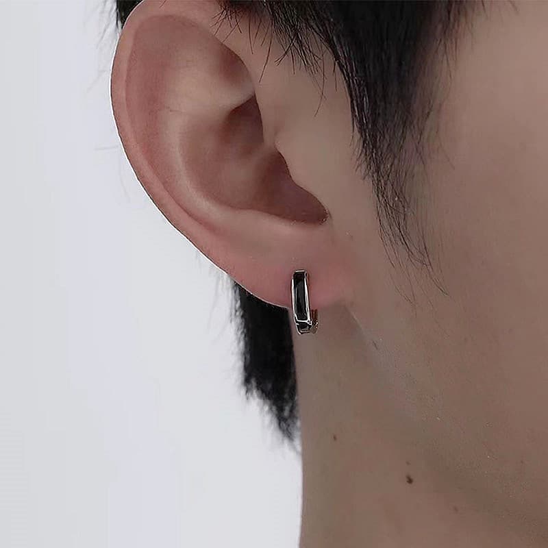 メンズピアス シンプル細身フープピアス
