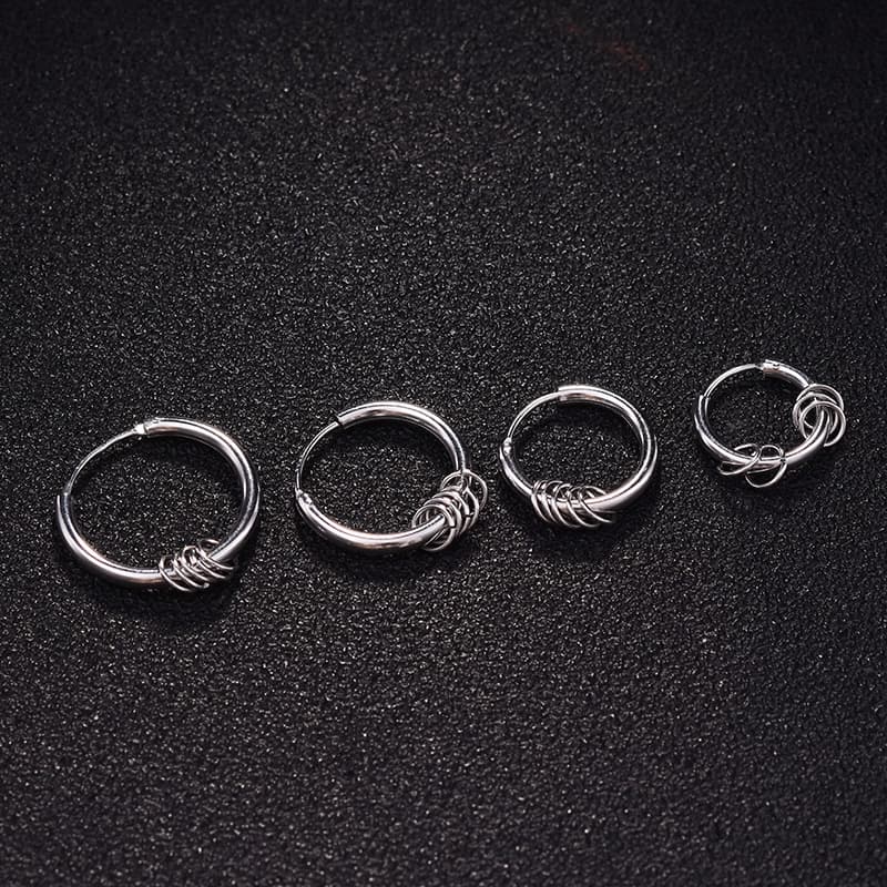 メンズピアス 三連リング輪フープピアス