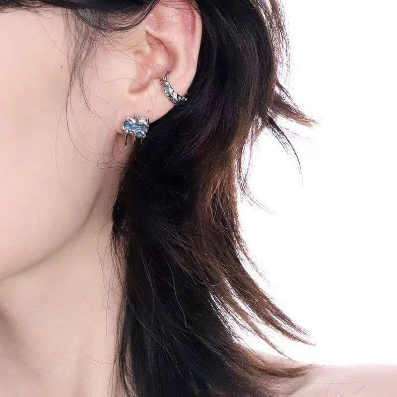 メンズピアス イヤーカフ 葉模様デザイン重ね付けイヤーカフ