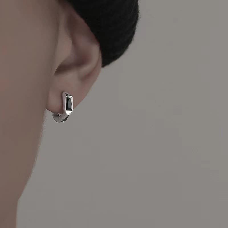 メンズピアス 石入りミニマルリングピアス