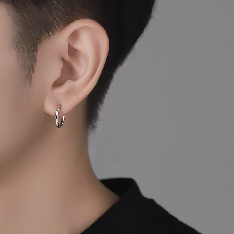 メンズピアス シンプル輪っか型軟骨ピアス