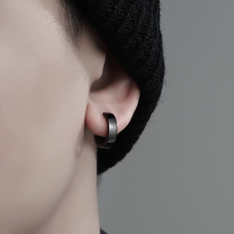 メンズピアス シンプル輪型フープピアス