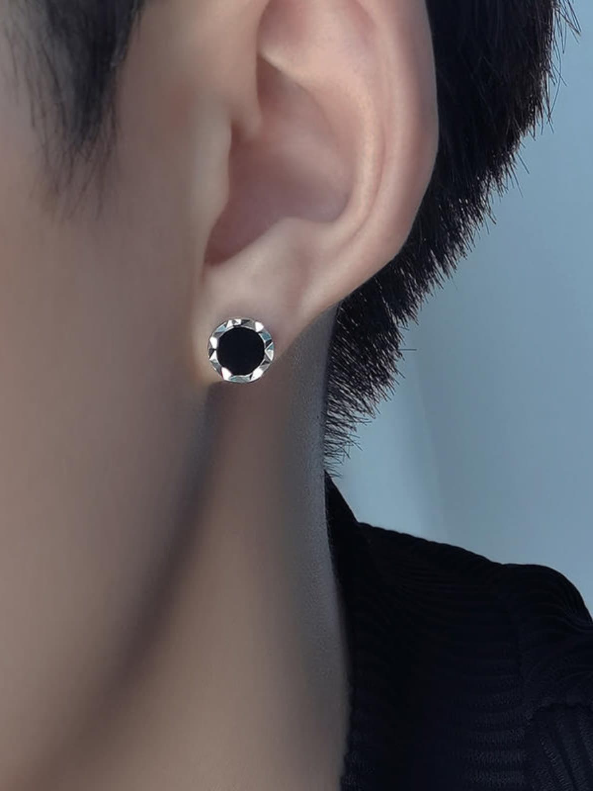 メンズピアス シンプル幾何学模様 丸型ピアス