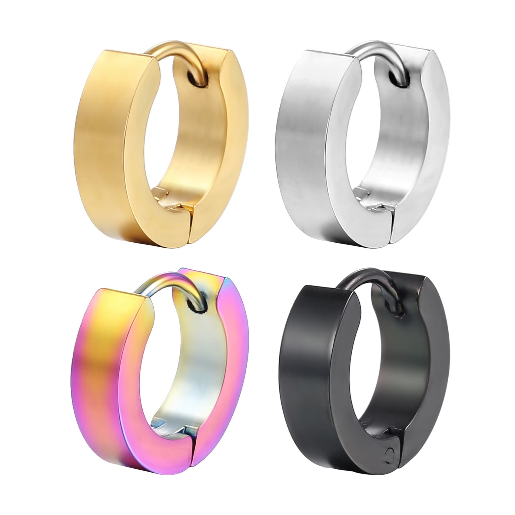 メンズピアス 洗練フープノンホールピアス