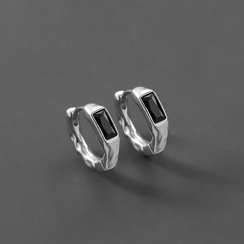 メンズピアス 石入りミニマルリングピアス