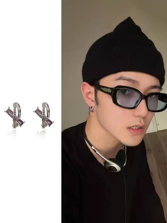 メンズピアス 洗練交差デザインピアス