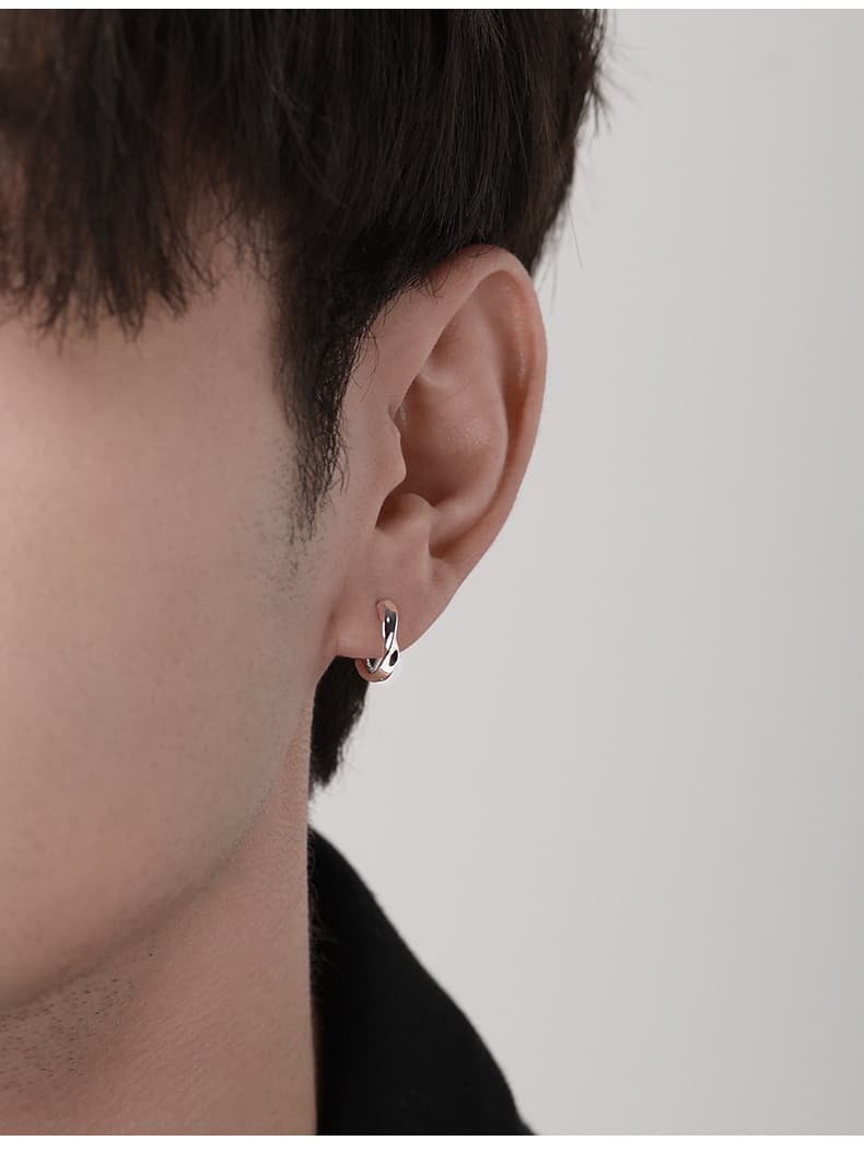 メンズピアス メンズピアス 捻れフープ 片耳ピアス