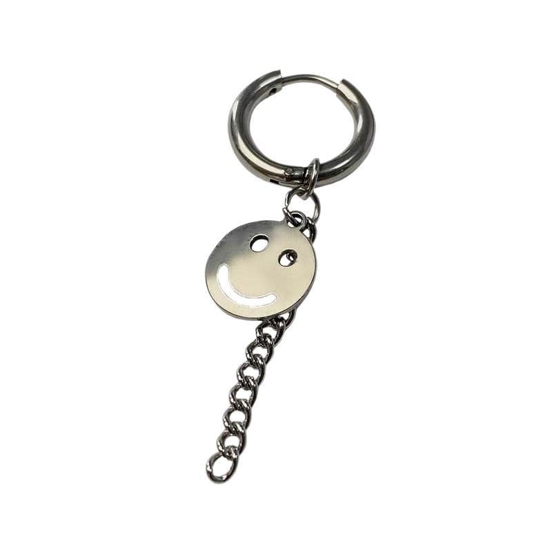 メンズピアス にこにこチェーンフープピアス