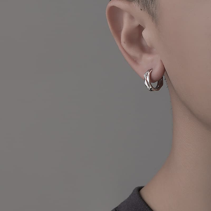 メンズピアス シンプル曲線フープピアス