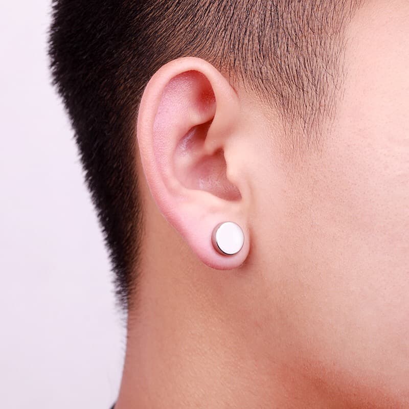 メンズピアス シンプル円形マグネットピアス