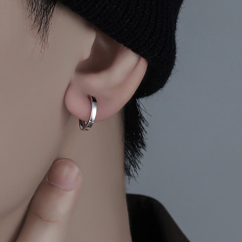 メンズピアス シンプル輪付きピアス