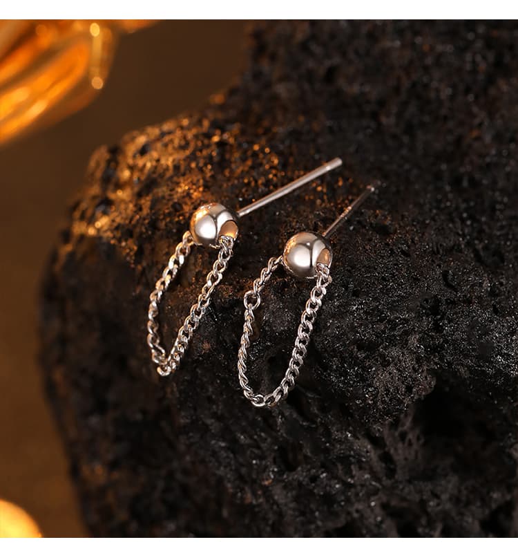 メンズピアス チェーンピアス 真珠風パールボールチェーンピアス