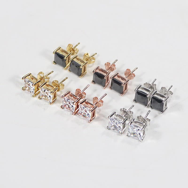 メンズピアス シンプル四角形 スタッドピアス