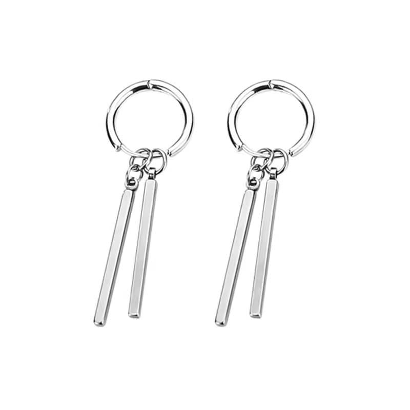 メンズピアス シンプル二連バーピアス