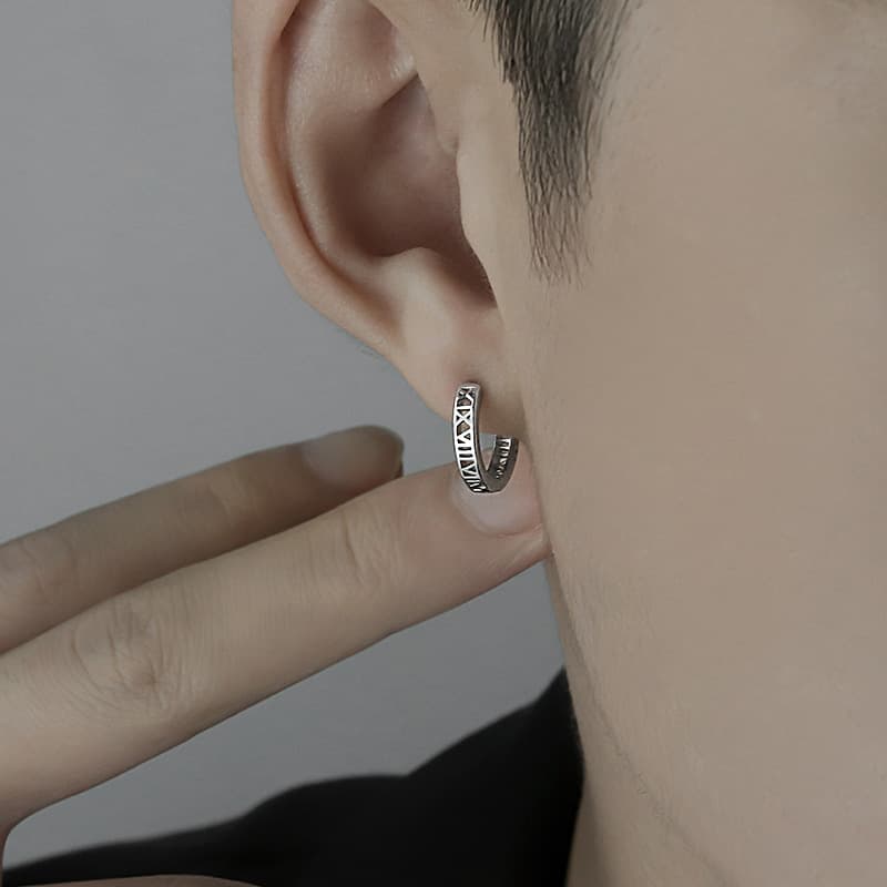 メンズピアス 伝統模様フープピアス