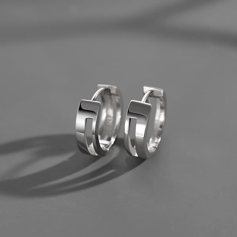 メンズピアス 二重リング構造フープピアス 片耳用