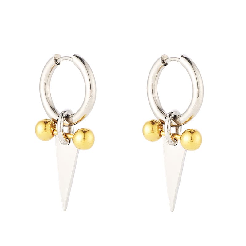 メンズピアス トライアングルチャームフープピアス