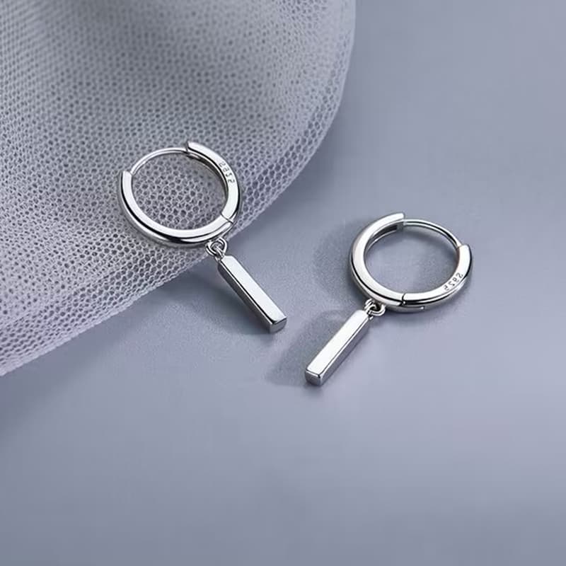 メンズピアス シンプル直線フープピアス