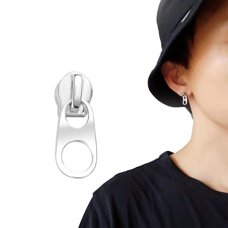 メンズピアス ジッパーデザインスタッドピアス