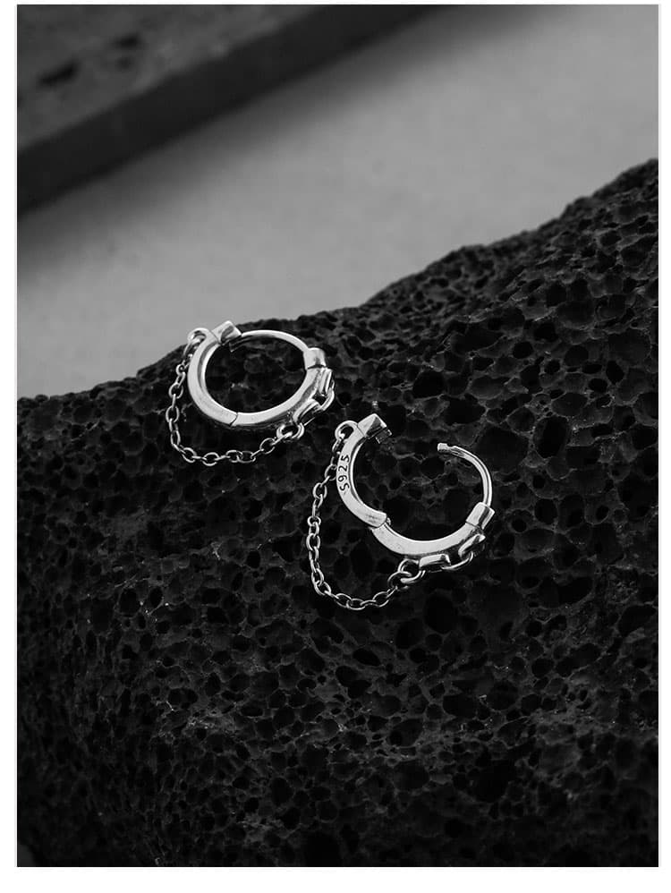 メンズピアス 華奢フープチェーンピアス
