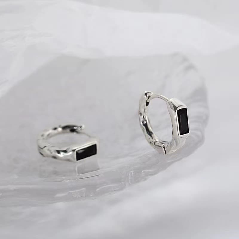 メンズピアス 石入りミニマルリングピアス