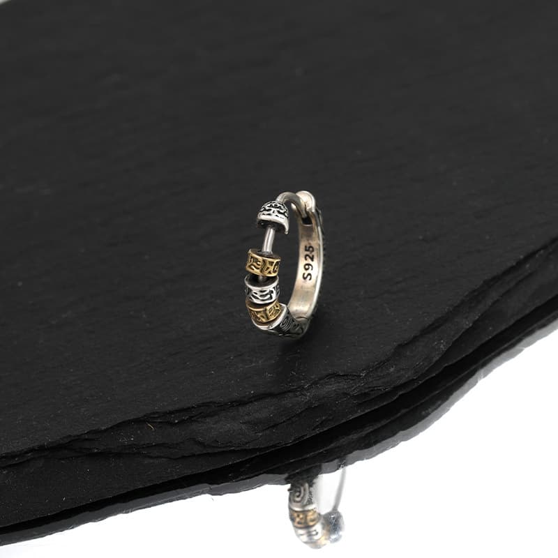 メンズピアス 波模様フープピアス メンズ リング