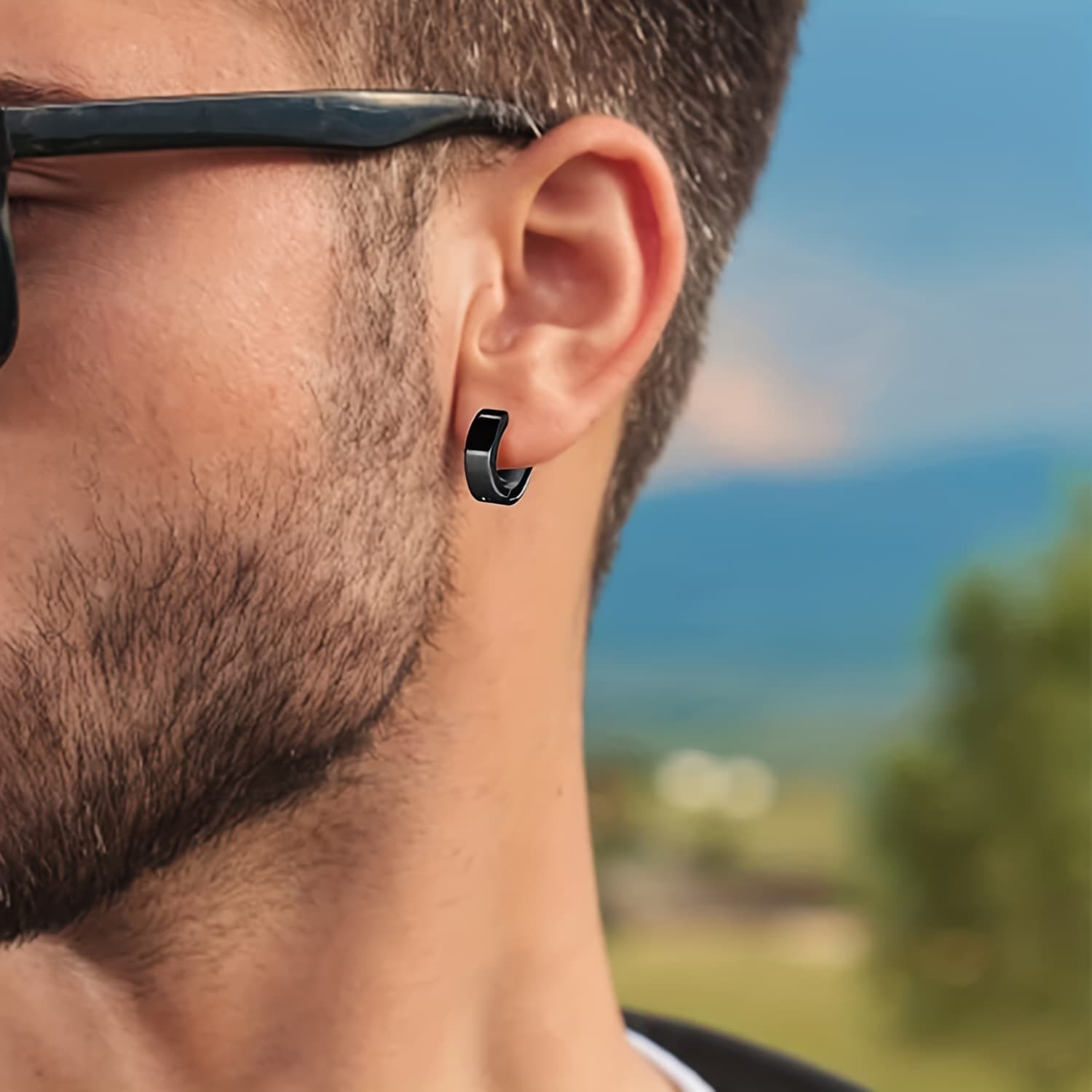 メンズピアス シンプル輪型フープピアス