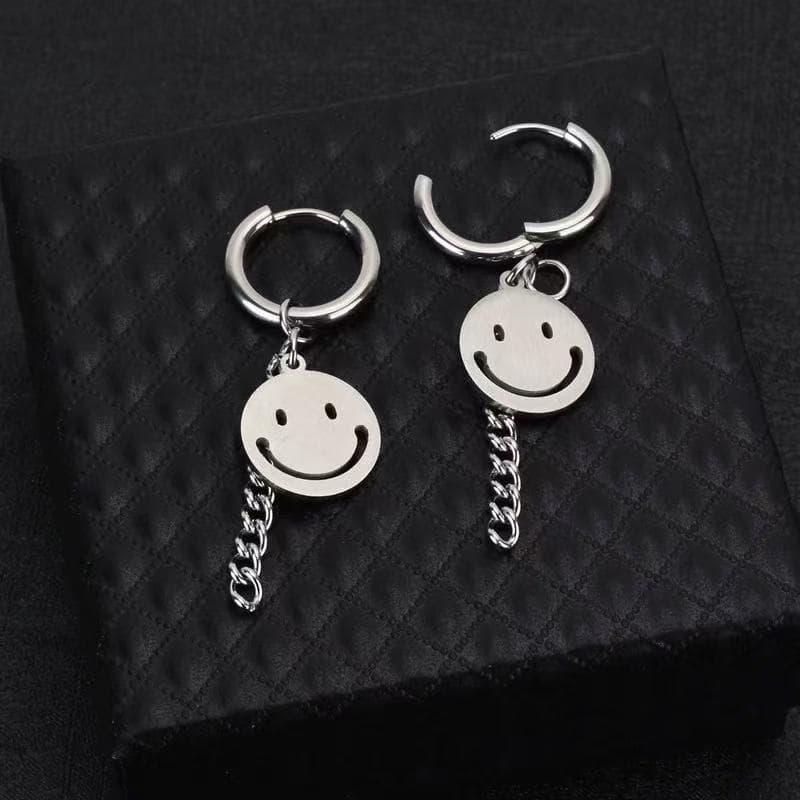 メンズピアス にこにこチェーンフープピアス
