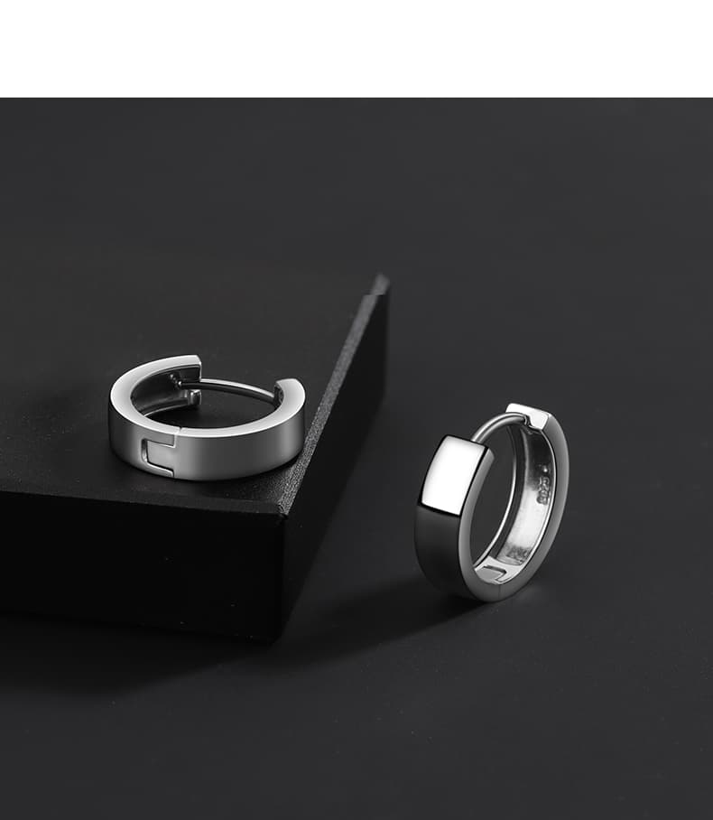 メンズピアス シンプル輪型フープピアス