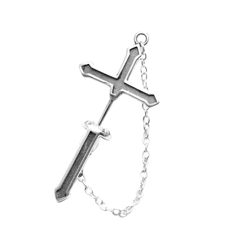 メンズピアス クロス型チェーンピアス