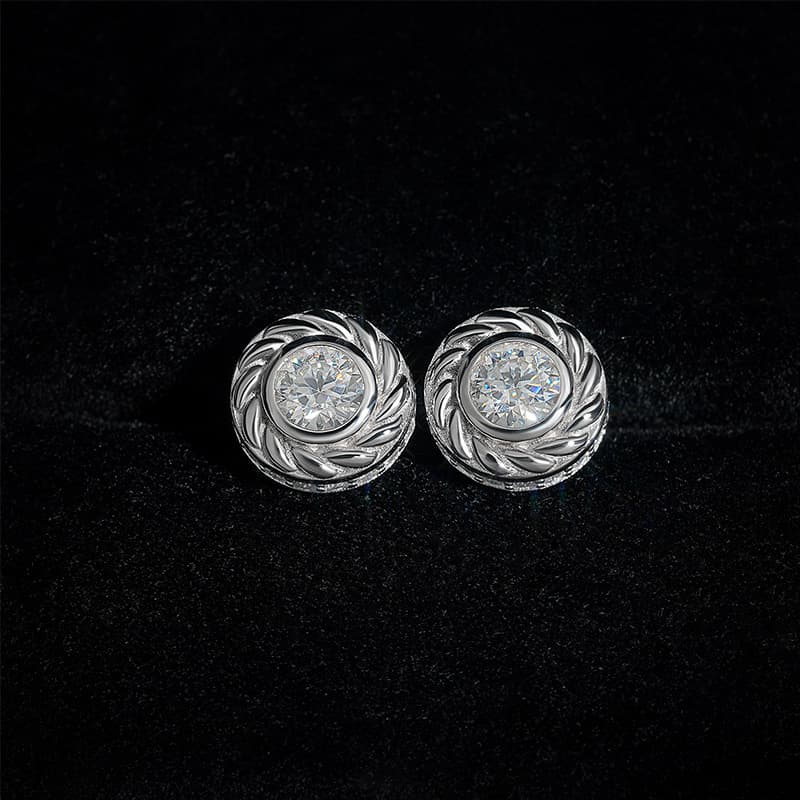 メンズピアス 職人匠技 ねじり模様 一粒石ピアス